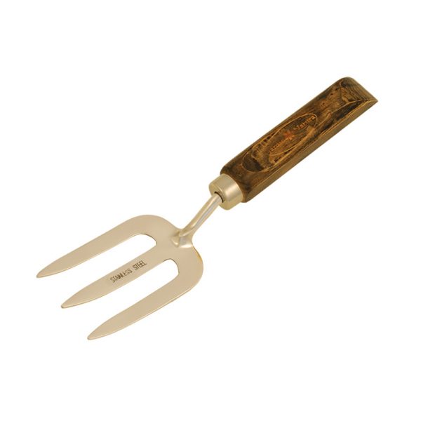 Tenedor de mano de acero inoxidable y mango de madera